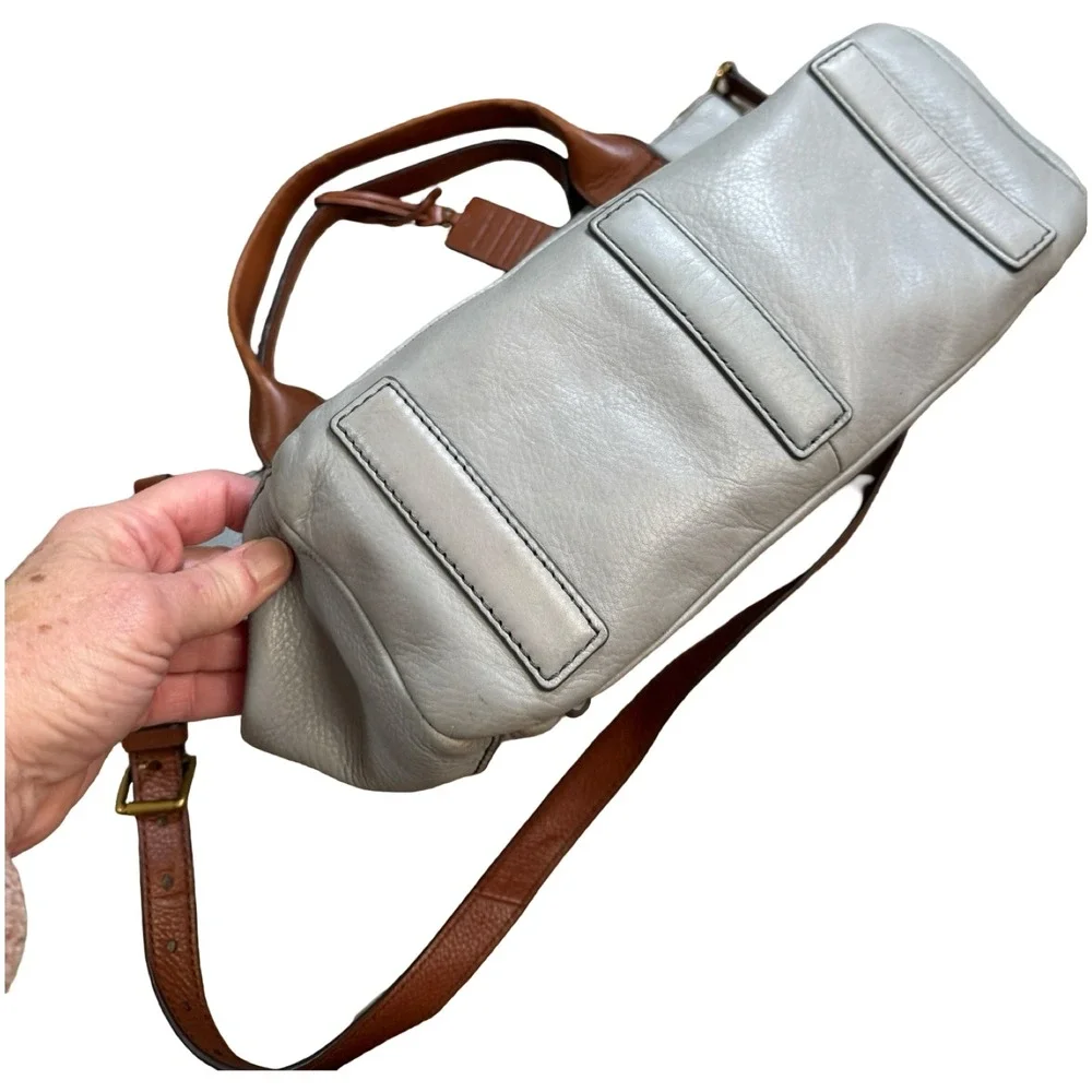Fossil Gray Pebbled VTG Emerson Leather Shoulder Bag Convertible Crossbody Purse